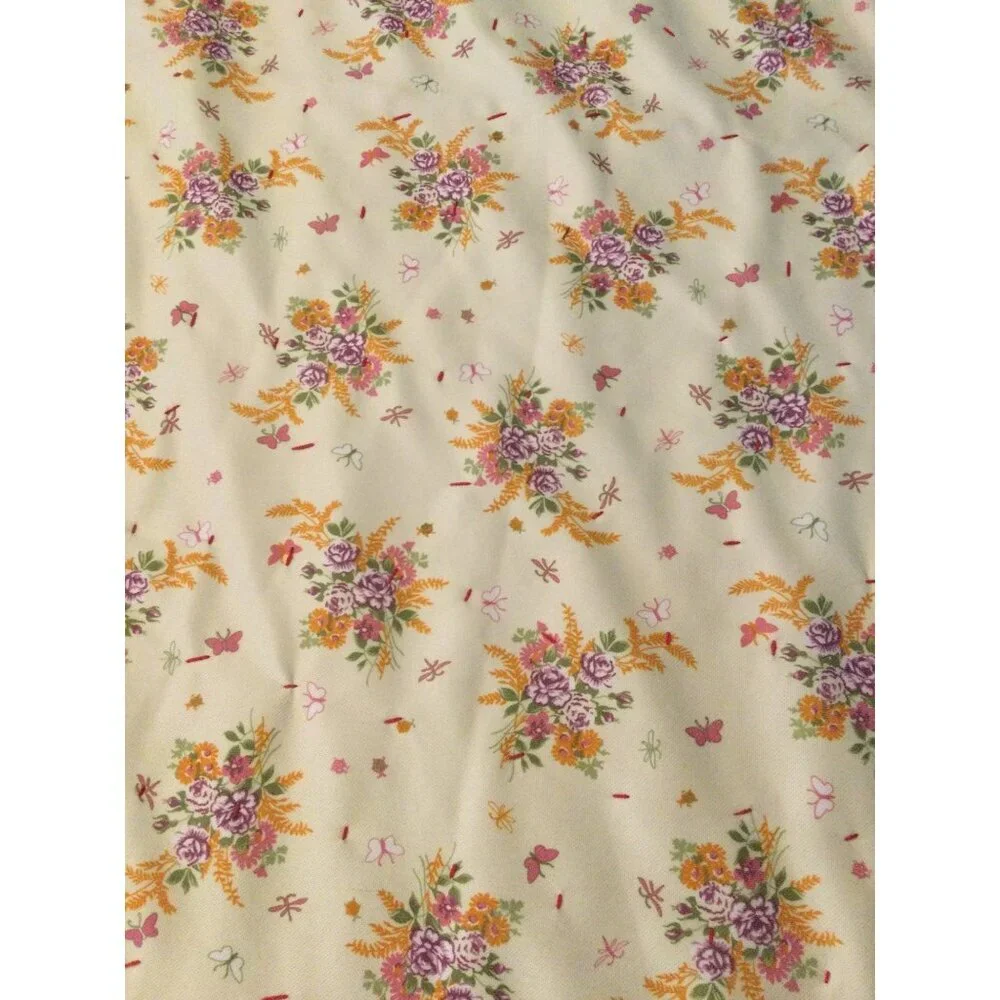 Vintage handmade Quilt Large Blocks floral gingham 82 x 105 blanket